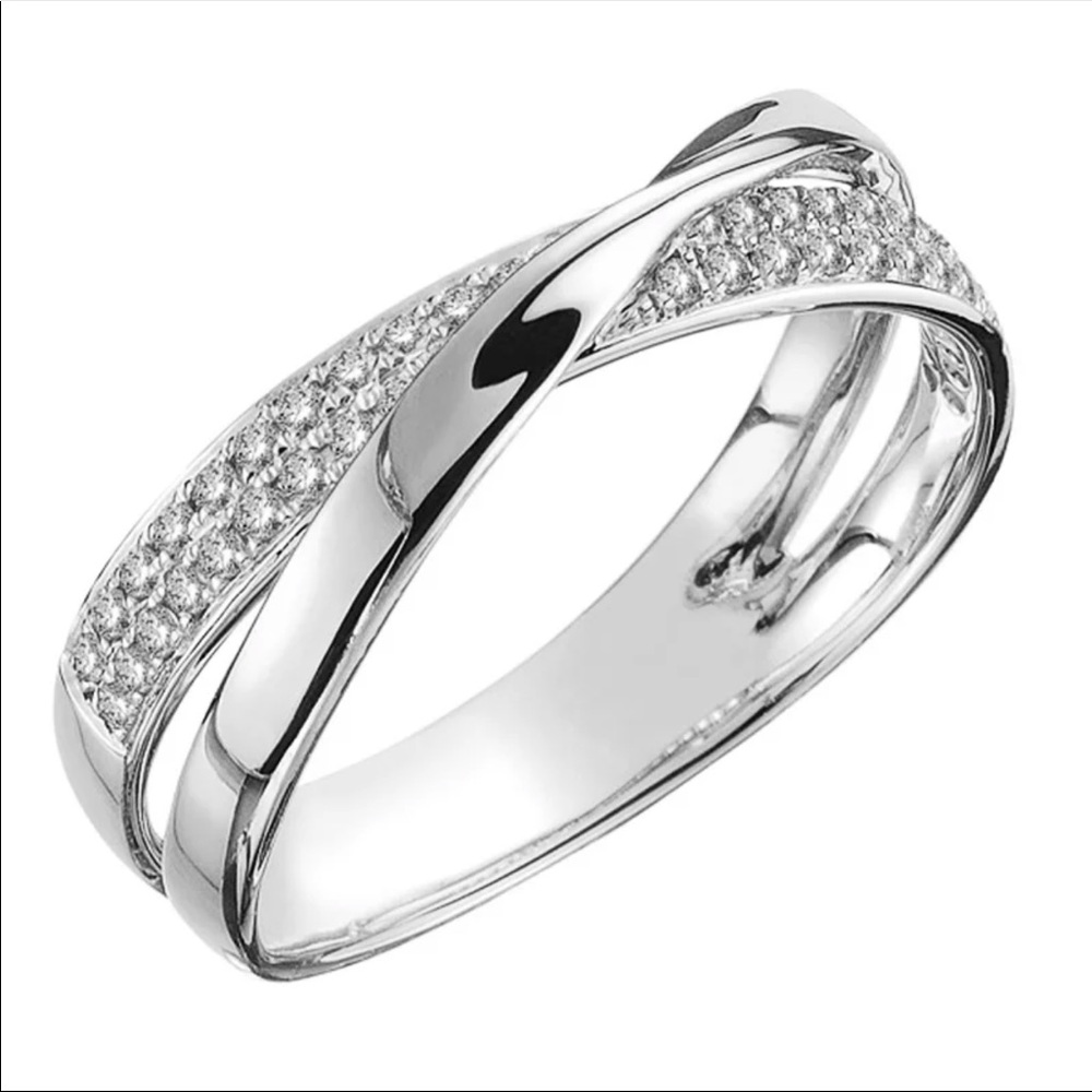 *NEW*925 Silver Women’s Diamond X Shape Ring - Picture 1 of 2